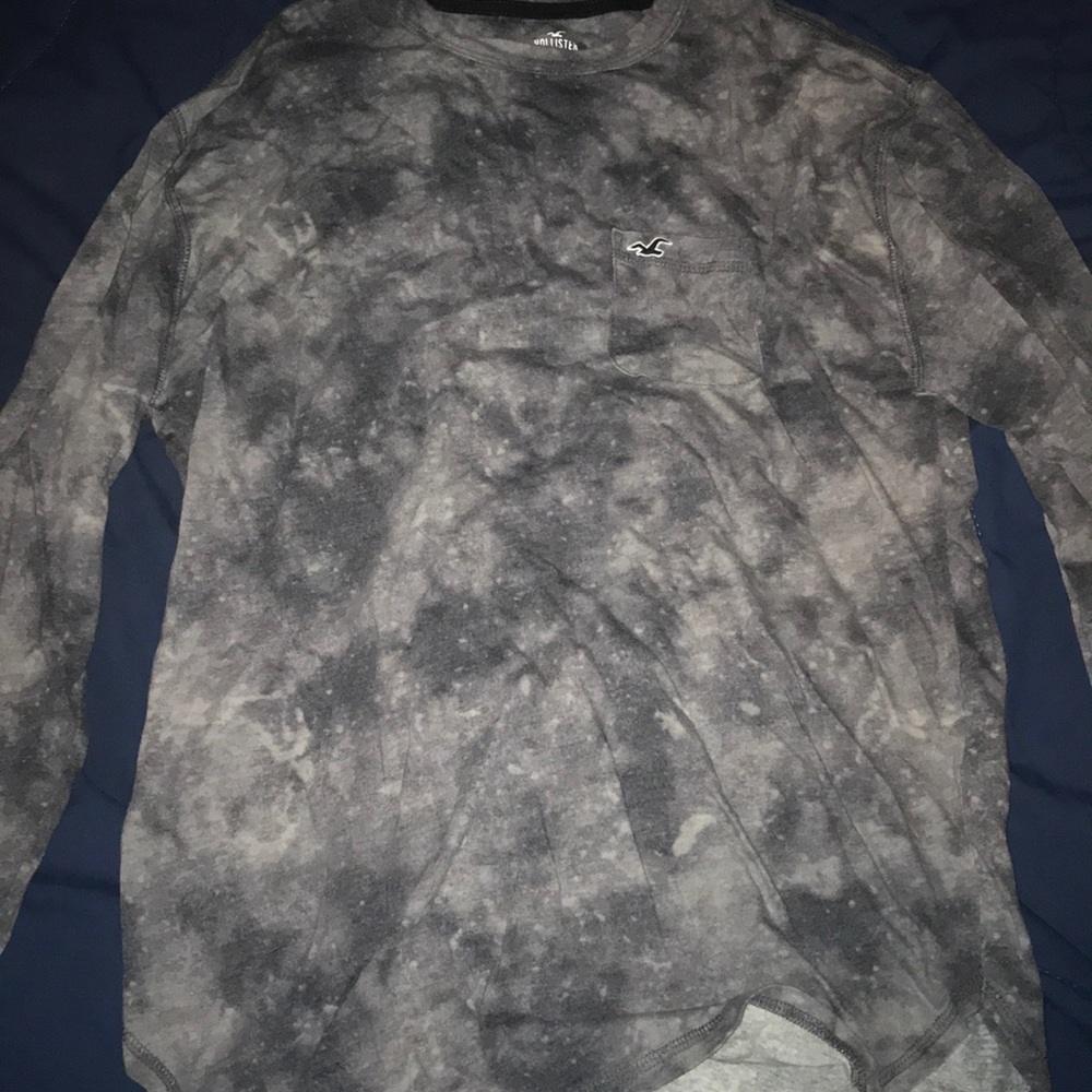 Gray Long Sleeve Tie Dye Hollister T-Shirt